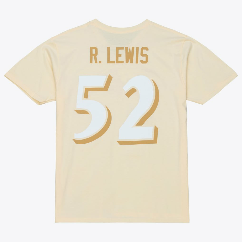 Mitchell & Ness Ray Lewis Baltimore Ravens Sandman Name & Number T-Shirt Cream