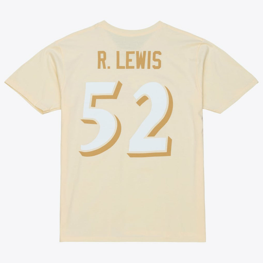 Mitchell & Ness Ray Lewis Baltimore Ravens Sandman Name & Number T-Shirt Cream
