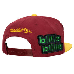 Cleveland Cavaliers x Billie Eilish Hardwood Classics Patch Snapback Hat for sale Wine/Gold | Mitchell & Ness