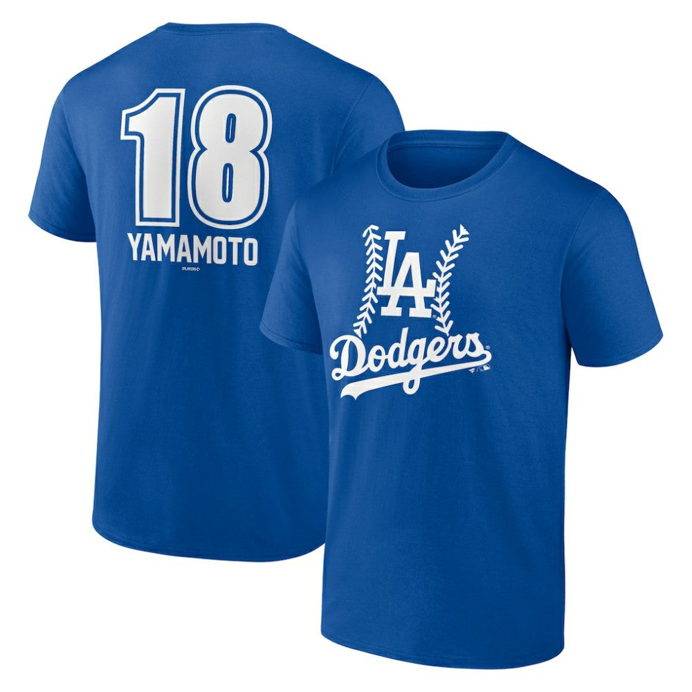 Yoshinobu Yamamoto Los Angeles Dodgers Fastball Player Name & Number T-Shirt - Royal - MLB on Sale