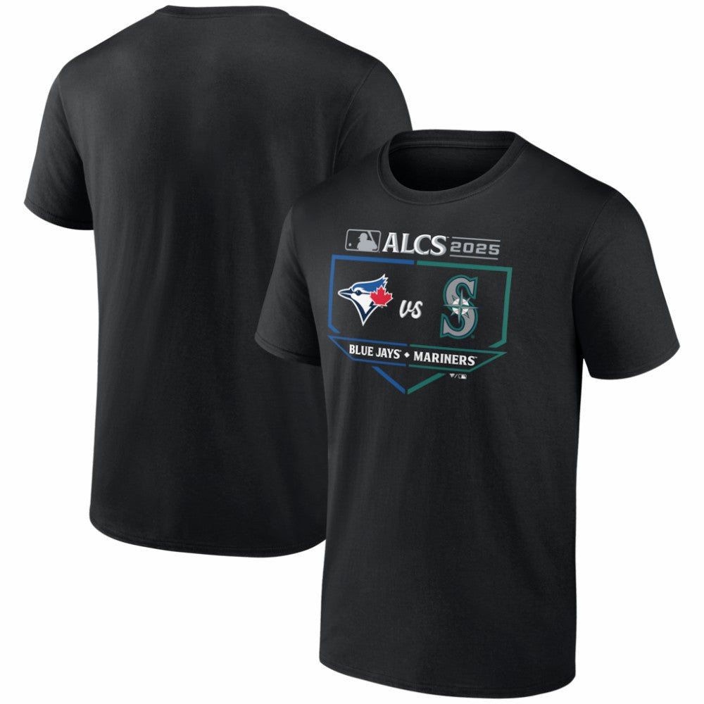Toronto Blue Jays vs. Seattle Mariners 2025 American League Championship Series Matchup Batter's Box T-Shirt - Black - MLB on Sale