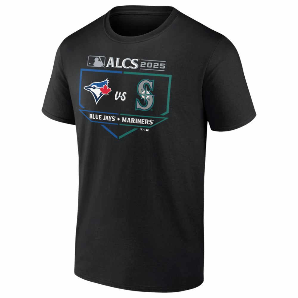 Toronto Blue Jays vs. Seattle Mariners 2025 American League Championship Series Matchup Batter's Box T-Shirt - Black - MLB on Sale