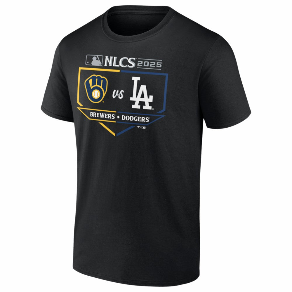 Milwaukee Brewers vs. Los Angeles Dodgers 2025 National League Championship Series Matchup Batter's Box T-Shirt - Black - MLB Online