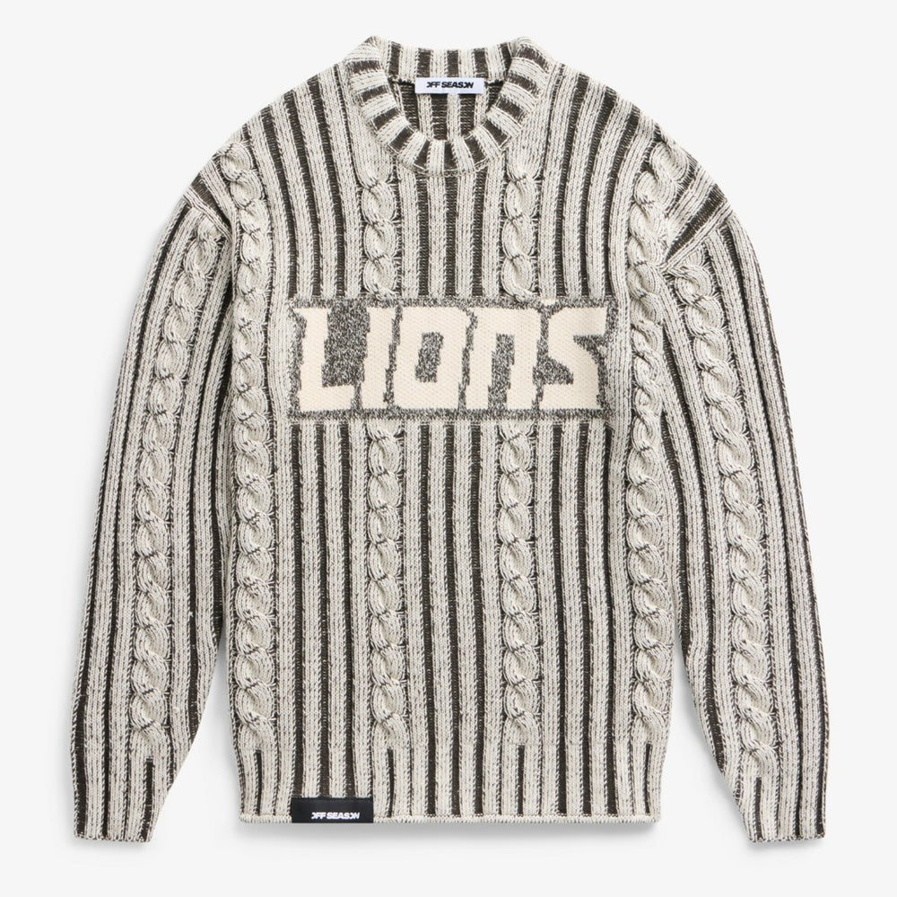 Detroit Lions Off Season x NFL Unisex Cable Knit Sweater Cream/Gray