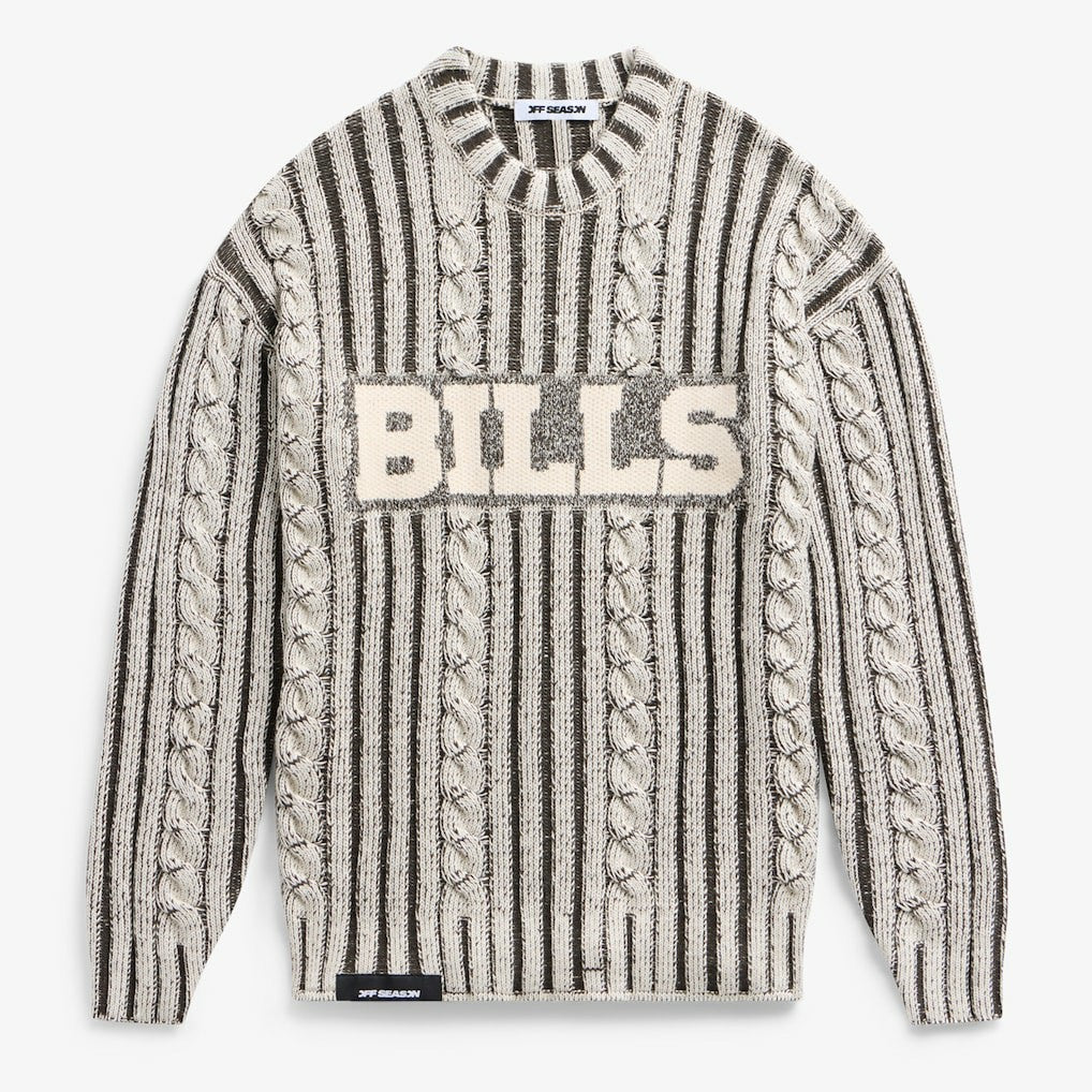 Buffalo Bills Off Season x NFL Unisex Cable Knit Sweater Cream/Gray