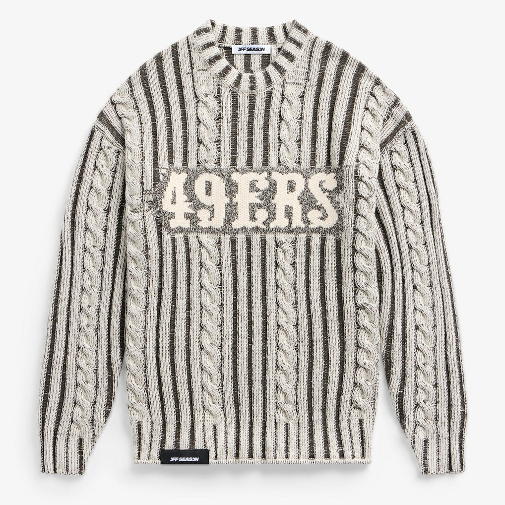 San Francisco 49ers Off Season x NFL Unisex Cable Knit Sweater Cream/Gray