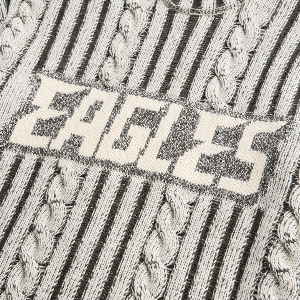 Philadelphia Eagles Off Season x NFL Unisex Cable Knit Sweater Cream/Gray