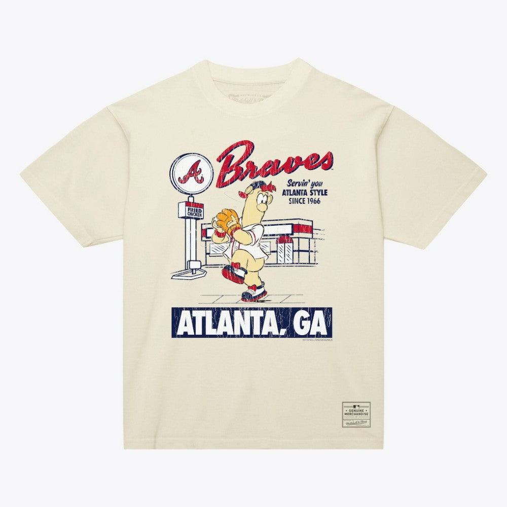Atlanta Braves Mitchell & Ness Deli T-Shirt - Cream - Mitchell & Ness Sale