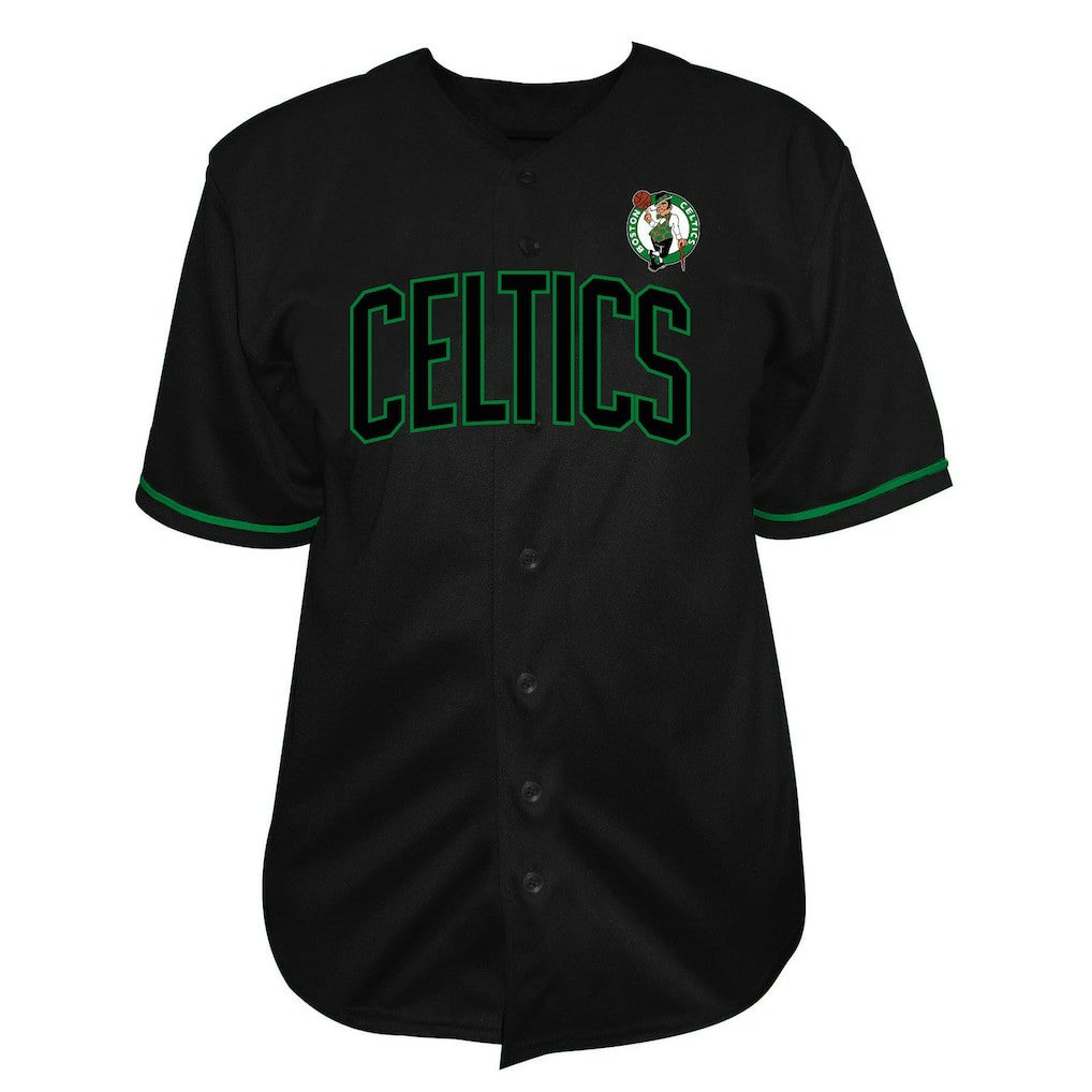 Boston Celtics Big & Tall Pop Full-Button Baseball Jersey Black | Fanatics Lifestyle