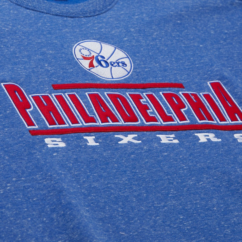 Philadelphia 76ers Throw It Back Fleece Sweatshirt Royal | Mitchell & Ness online
