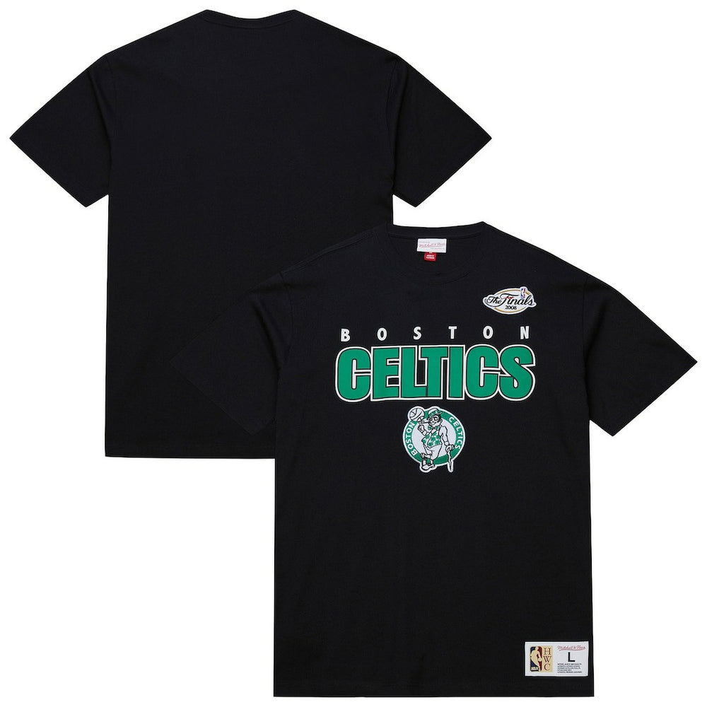 Boston Celtics Hardwood Classics Throw It Back Premium T-Shirt Black | Mitchell & Ness
