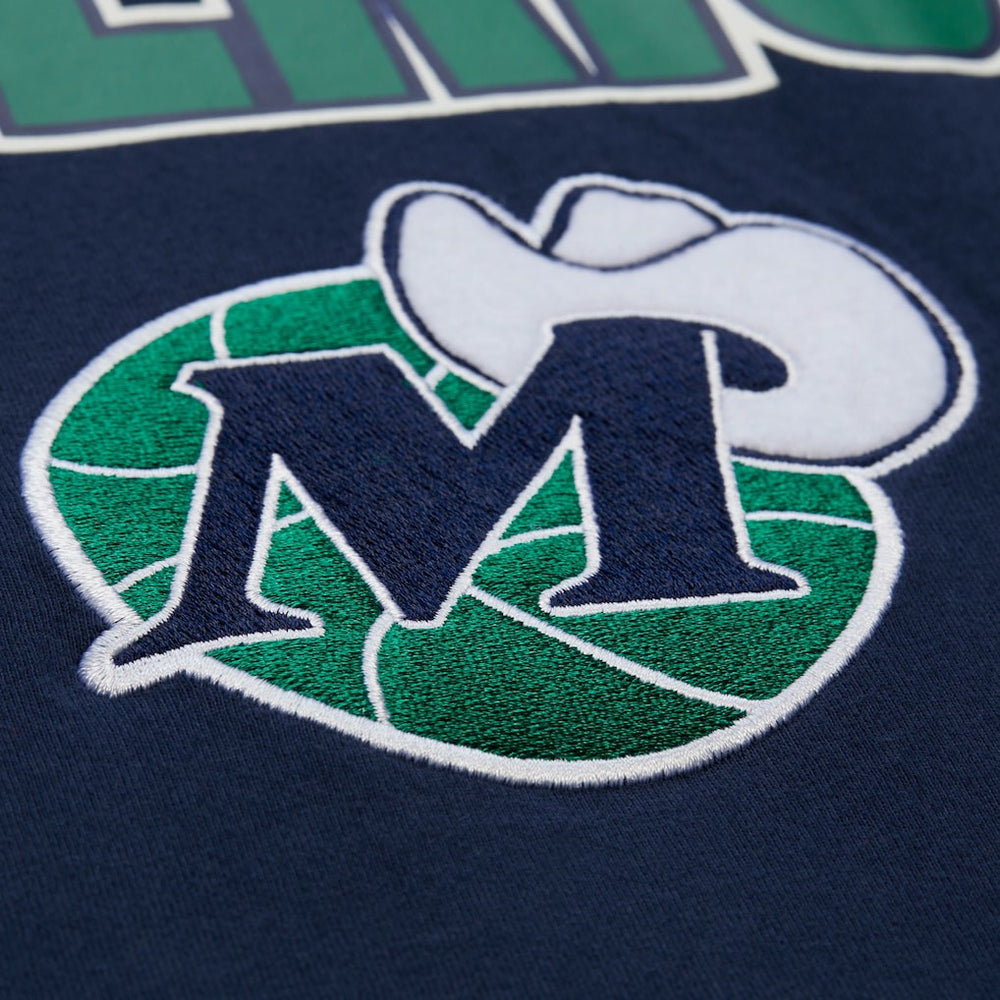 Dallas Mavericks Hardwood Classics Throw It Back Premium T-Shirt for sale Navy | Mitchell & Ness Near Me