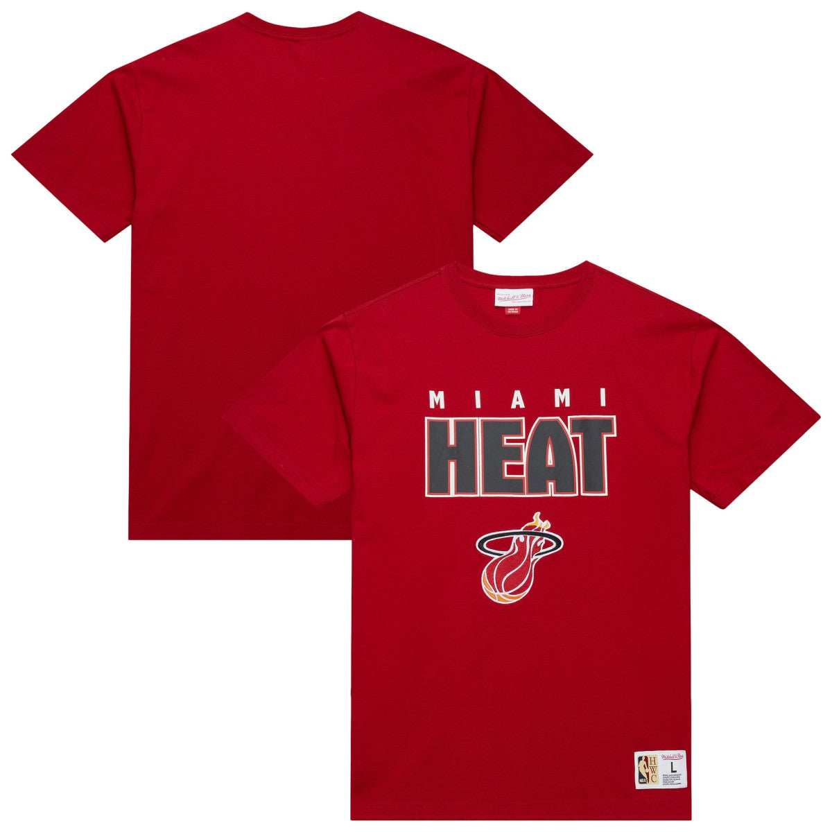 Miami Heat Hardwood Classics Throw It Back Premium T-Shirt Red | Mitchell & Ness Near Me