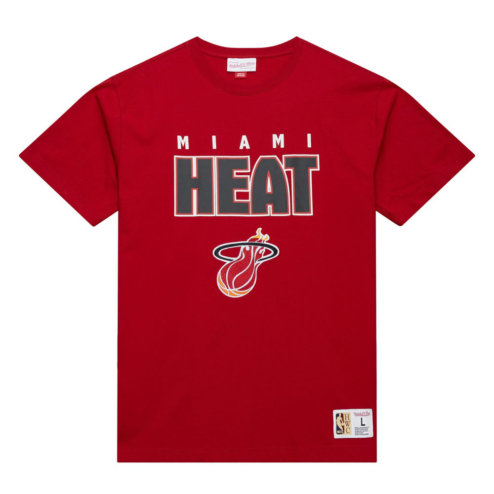 Miami Heat Hardwood Classics Throw It Back Premium T-Shirt Red | Mitchell & Ness Near Me