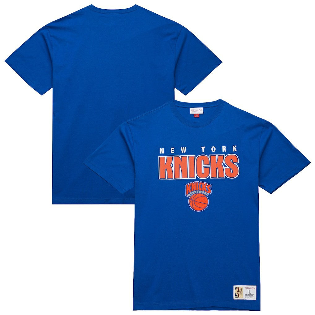 New York Knicks Hardwood Classics Throw It Back Premium T-Shirt Blue | Mitchell & Ness Near Me