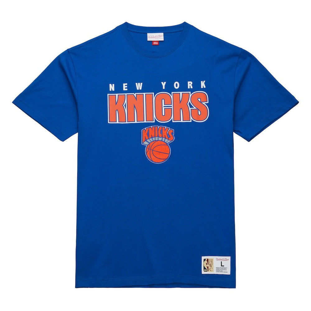 New York Knicks Hardwood Classics Throw It Back Premium T-Shirt Blue | Mitchell & Ness Near Me