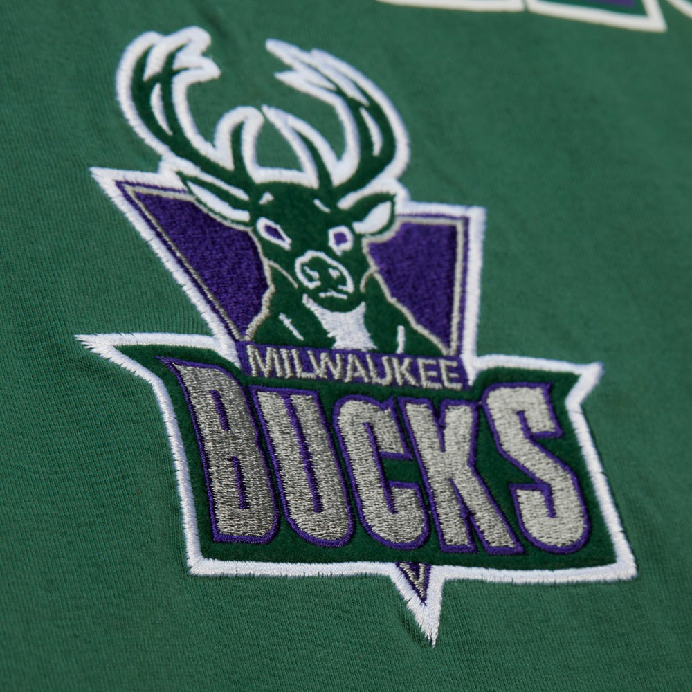 Milwaukee Bucks Hardwood Classics Throw It Back Premium T-Shirt Green | Mitchell & Ness online