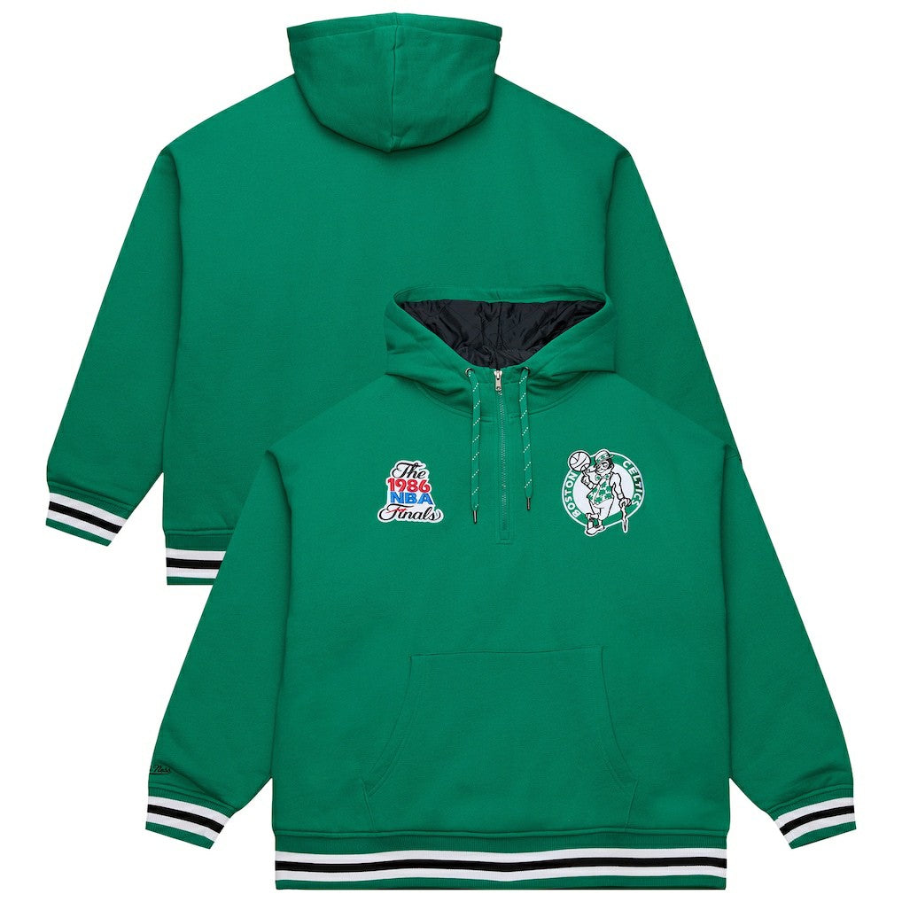 Boston Celtics Throw It Back Quilted Fleece Quarter-Zip Hoodie Green | Mitchell & Ness Near Me