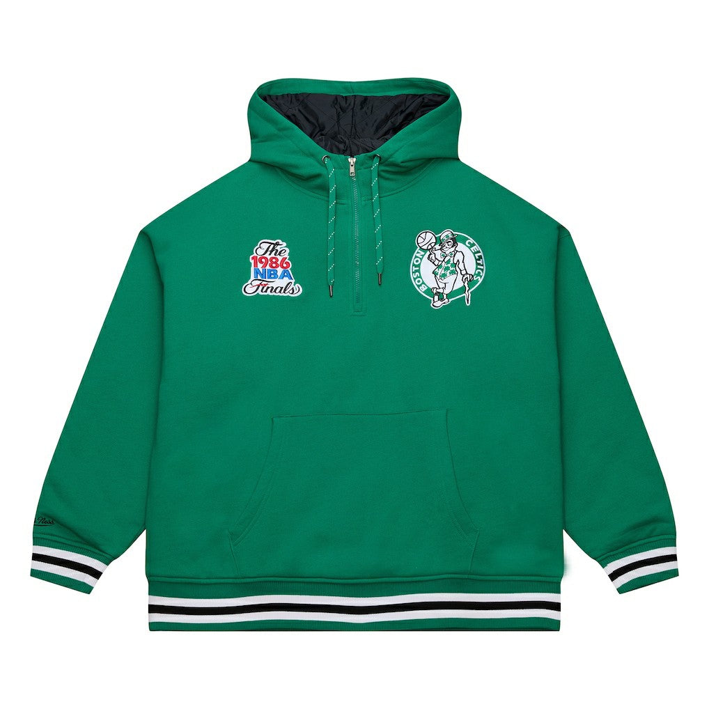 Boston Celtics Throw It Back Quilted Fleece Quarter-Zip Hoodie Green | Mitchell & Ness Near Me