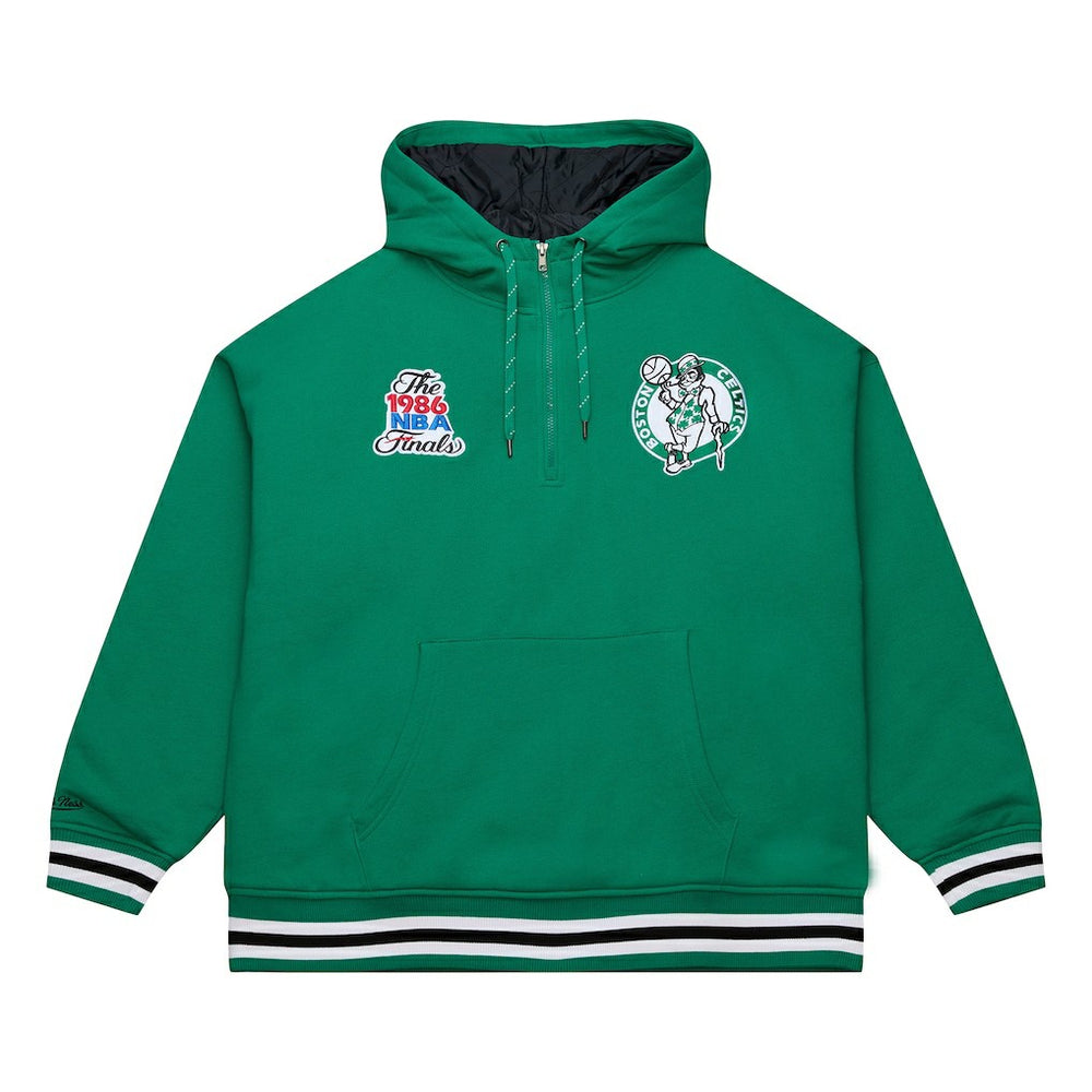 Boston Celtics Throw It Back Quilted Fleece Quarter-Zip Hoodie Green | Mitchell & Ness Near Me