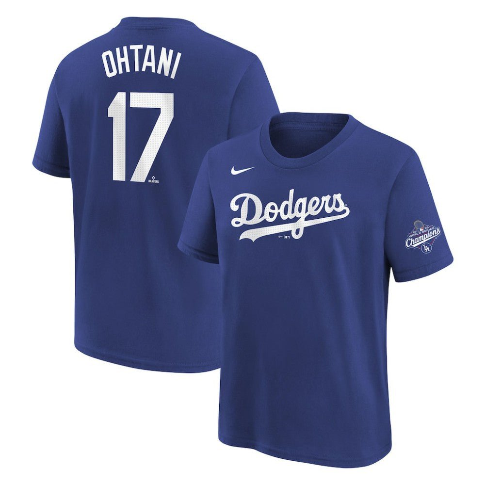 Shohei Ohtani Los Angeles Dodgers Nike Youth 2025 World Series Champions Name & Number T-Shirt - Royal - Nike Online