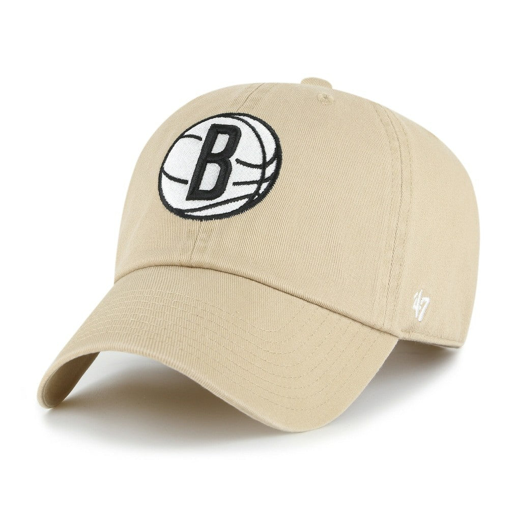 Brooklyn Nets '47 Logo Clean Up Adjustable Hat Khaki | 47 brand US