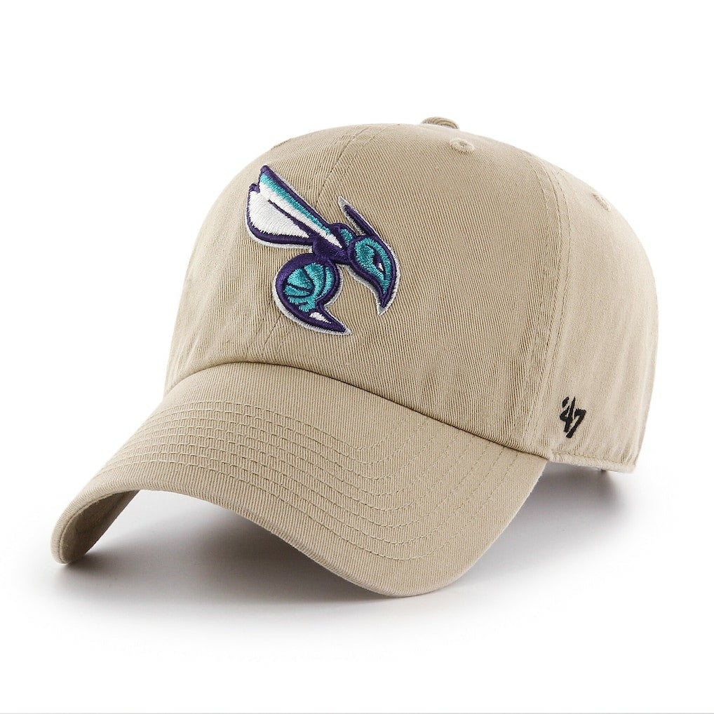 Charlotte Hornets '47 Logo Clean Up Adjustable Hat Khaki | 47 brand outlet