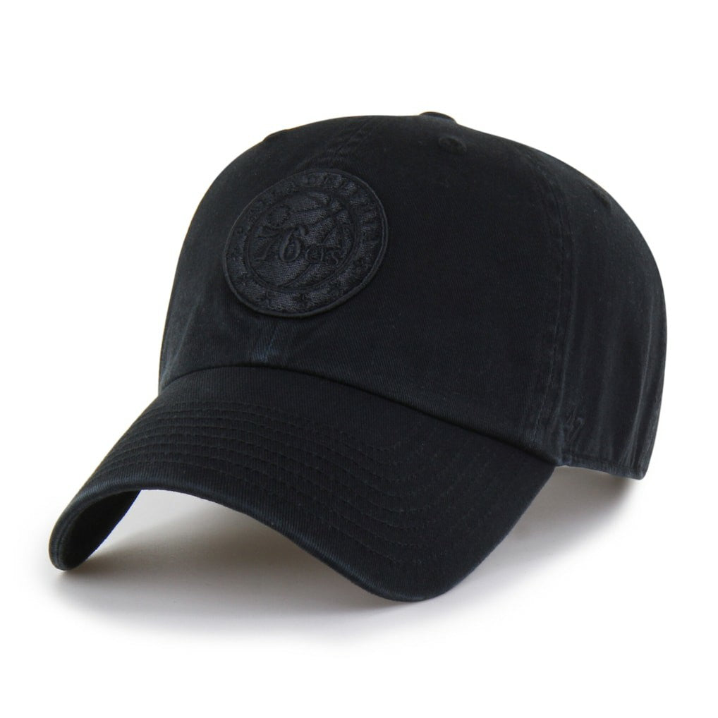 Philadelphia 76ers '47 Black on Black Clean Up Adjustable Hat | 47 brand