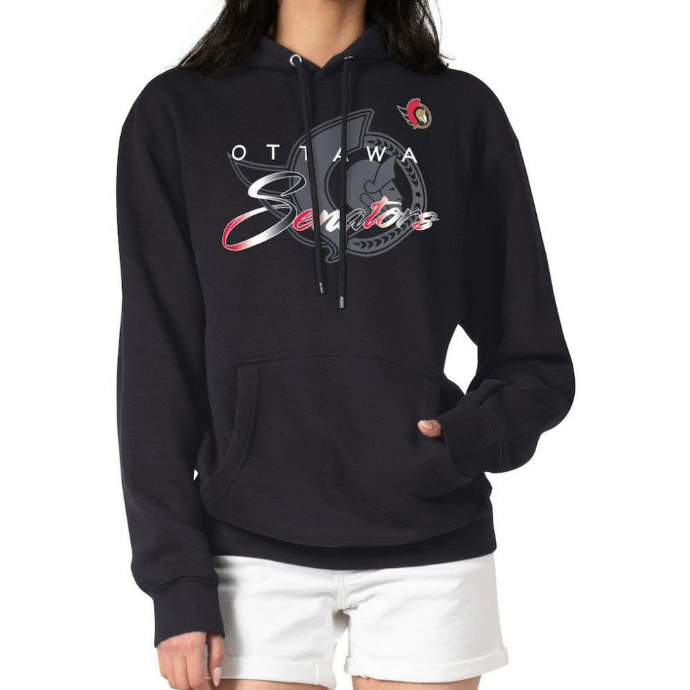 Ottawa Senators G-III 4Her by Carl Banks Shadow Logo Fleece Pullover Hoodie - Black - NHL 203538744