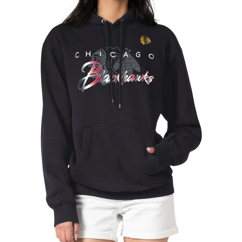 Chicago Blackhawks G-III 4Her by Carl Banks Shadow Logo Fleece Pullover Hoodie - Black - NHL 203538745