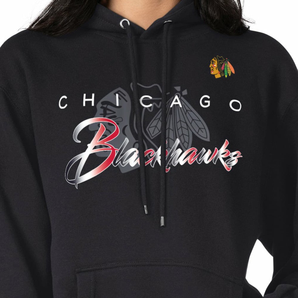Chicago Blackhawks G-III 4Her by Carl Banks Shadow Logo Fleece Pullover Hoodie - Black - NHL 203538745