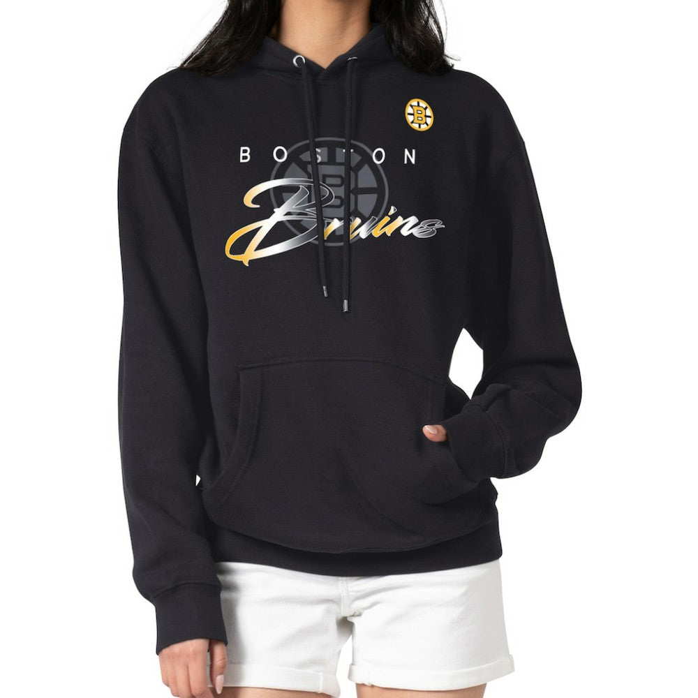 Boston Bruins G-III 4Her by Carl Banks Shadow Logo Fleece Pullover Hoodie - Black - NHL 203538751