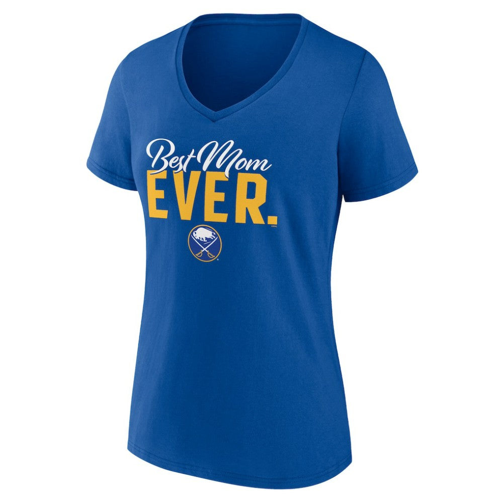 Buffalo Sabres Women's Best Mom Ever V-Neck T-Shirt - Royal - NHL 203555624