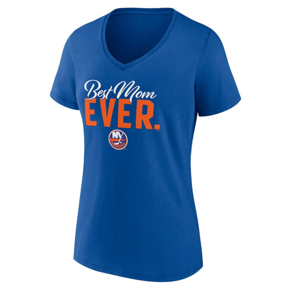 New York Islanders Women's Best Mom Ever V-Neck T-Shirt - Royal - NHL 203555654