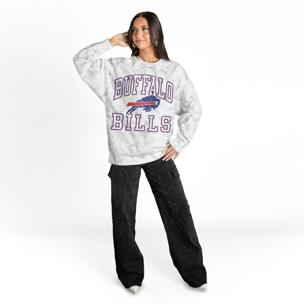 Buffalo Bills Gameday Couture Women's Whiteout Oversized Premium Fleece Sweatshirt Arctic Camo