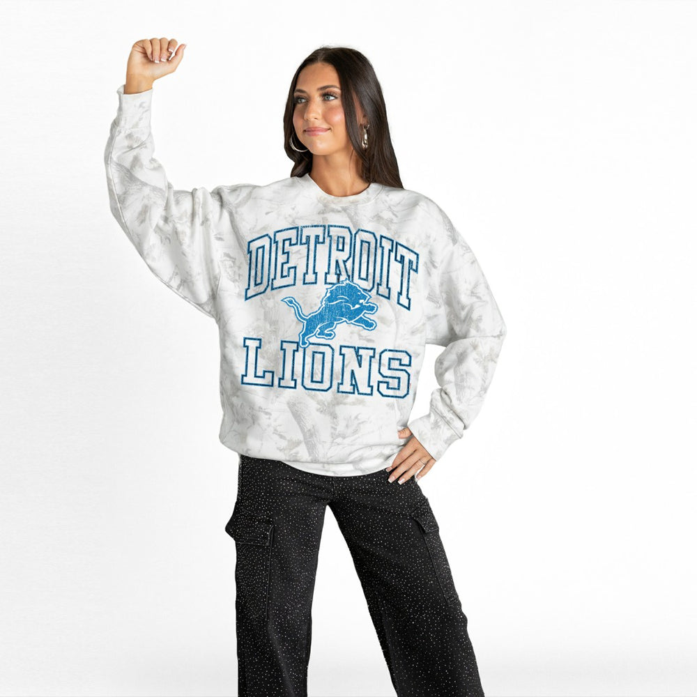 Detroit Lions Gameday Couture Women's Whiteout Oversized Premium Fleece Sweatshirt Arctic Camo