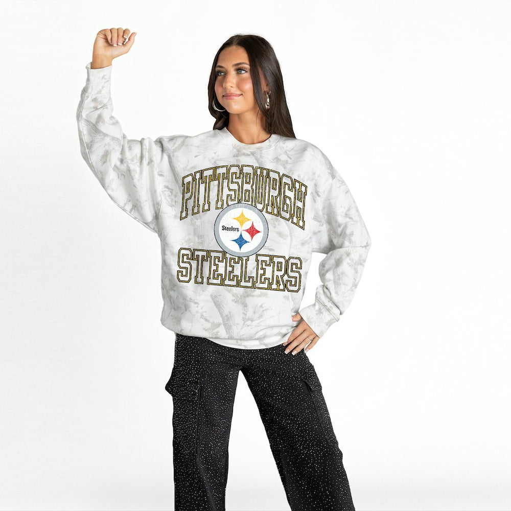Pittsburgh Steelers Gameday Couture Women's Whiteout Oversized Premium Fleece Sweatshirt Arctic Camo