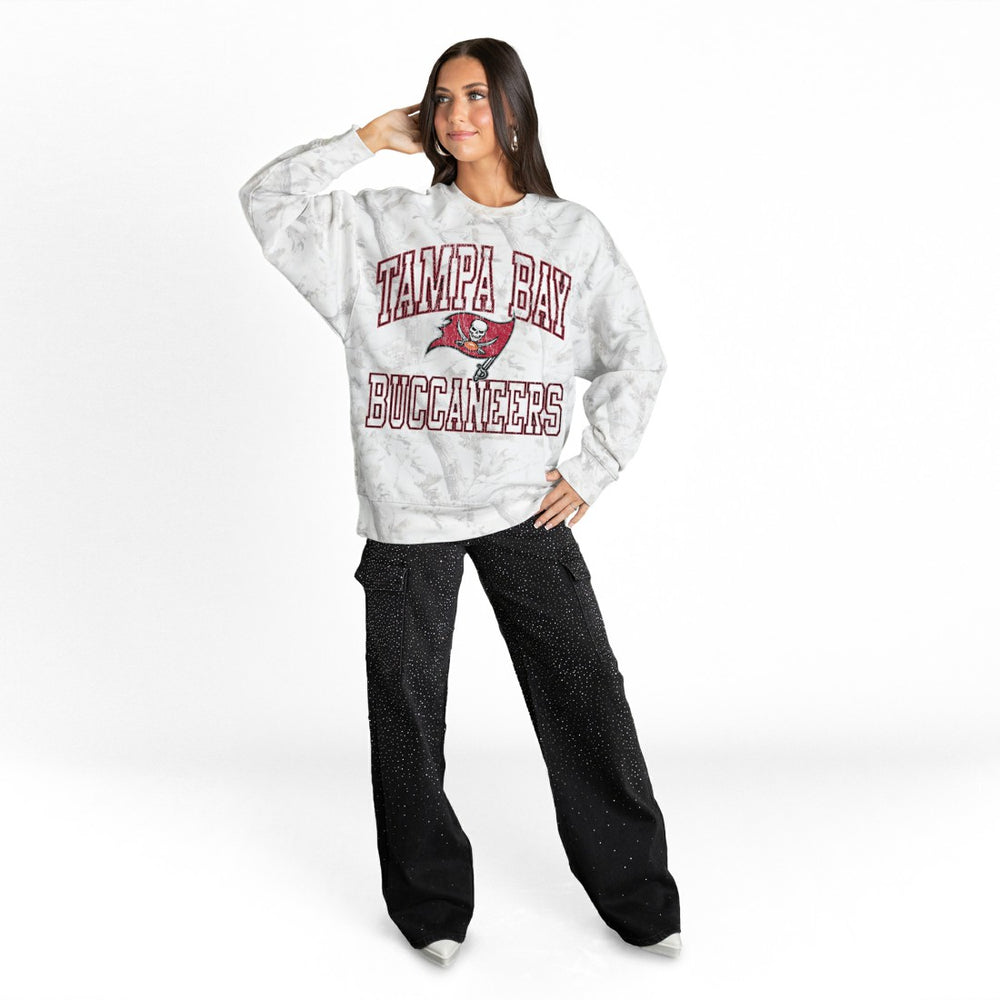 Tampa Bay Buccaneers Gameday Couture Women's Whiteout Oversized Premium Fleece Sweatshirt Arctic Camo