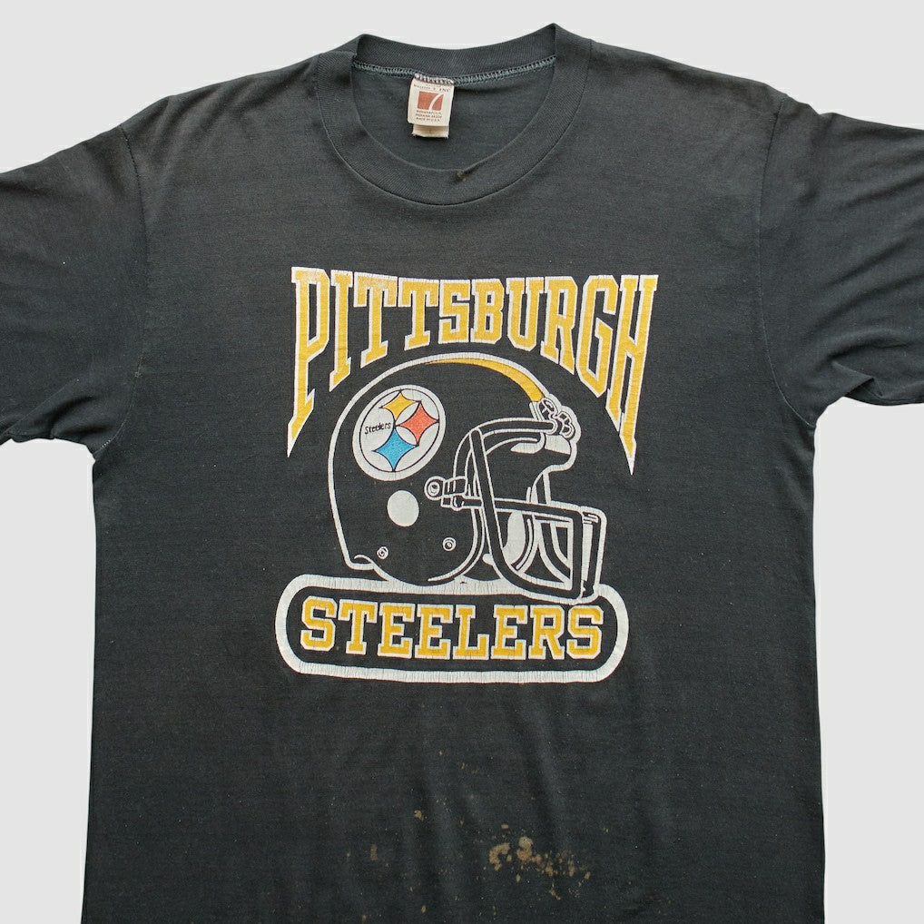 Fanatics Pittsburgh Steelers Logo 7 80s T-Shirt Black Vintage
