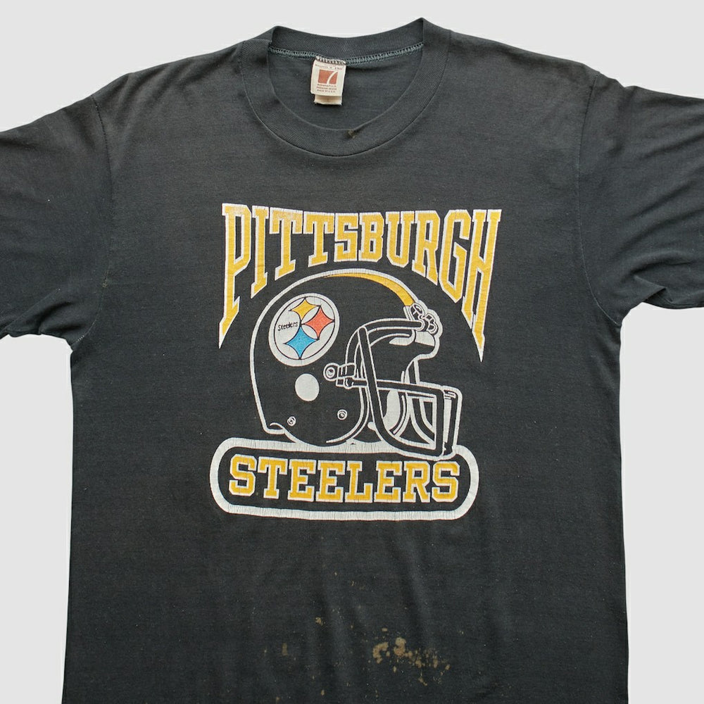 Fanatics Pittsburgh Steelers Logo 7 80s T-Shirt Black Vintage