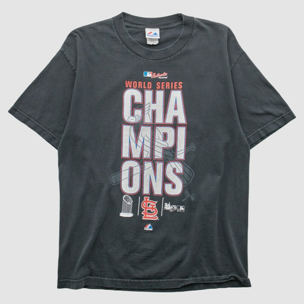 St. Louis Cardinals Majestic 2011 T-Shirt - Charcoal - Vintage - Fanatics Online