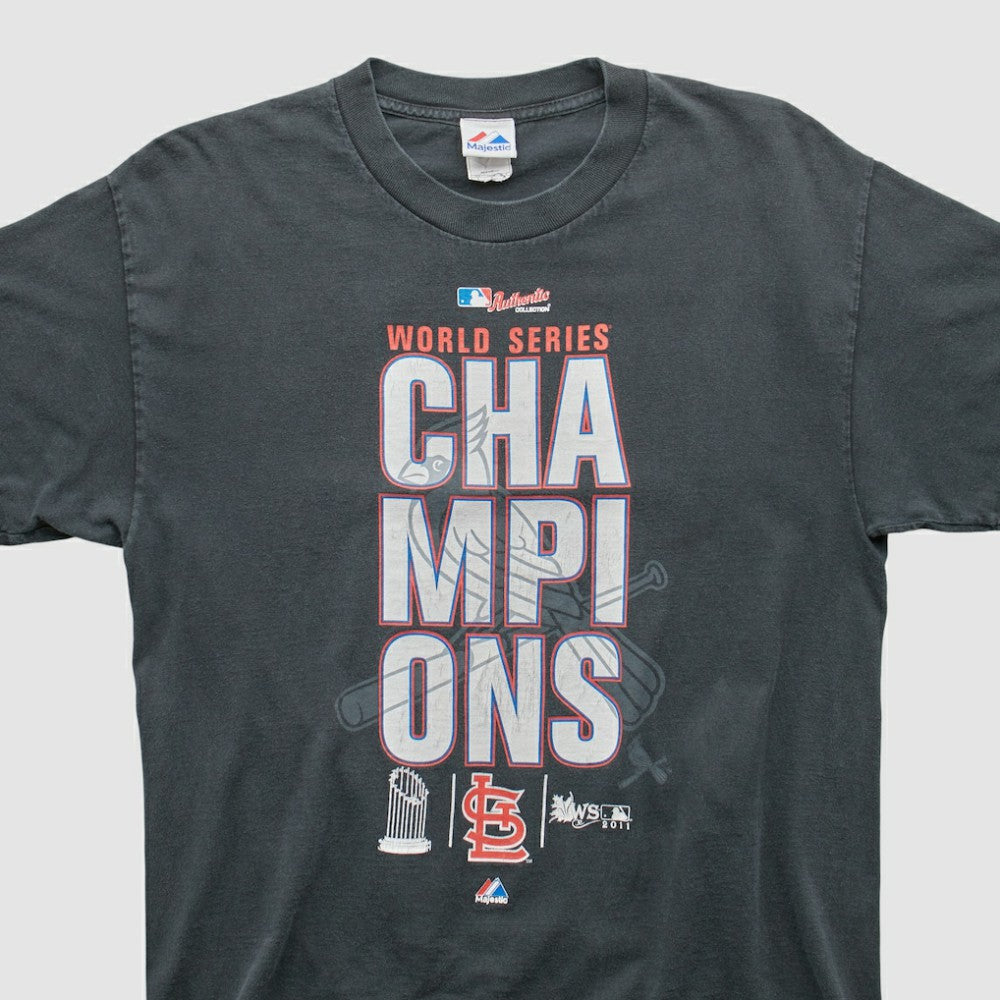 St. Louis Cardinals Majestic 2011 T-Shirt - Charcoal - Vintage - Fanatics Online