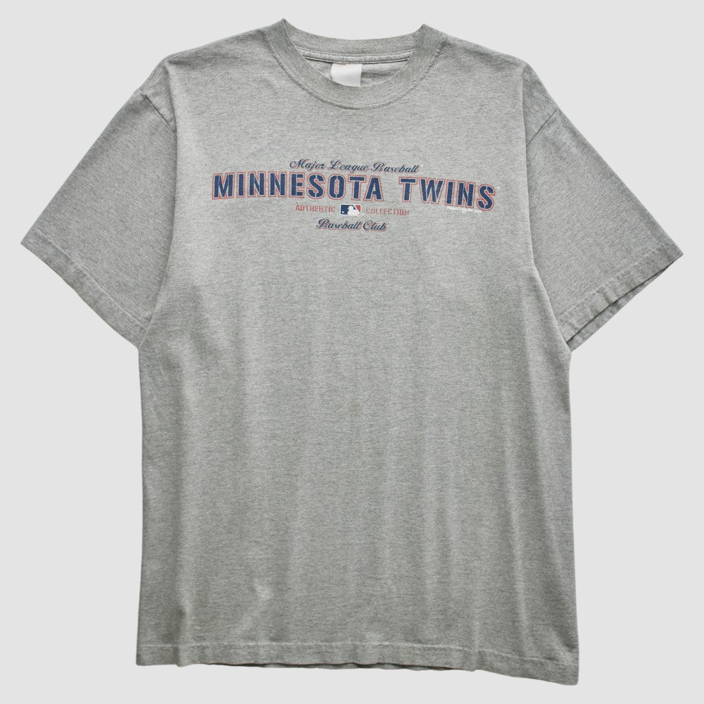 Minnesota Twins Majestic 2002 T-Shirt - Heather Gray - Vintage - Fanatics Discount