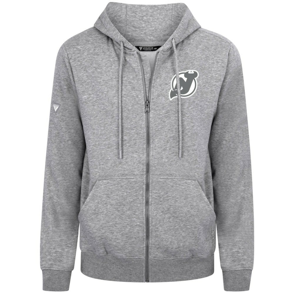 New Jersey Devils Levelwear Podium Chenille Logo Full-Zip Hoodie - Gray - NHL 203561139