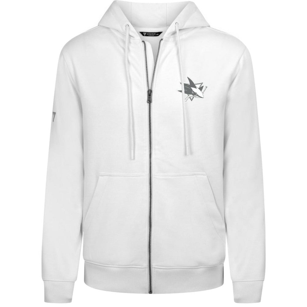 San Jose Sharks Levelwear Podium Chenille Logo Full-Zip Hoodie - White - NHL 203561152