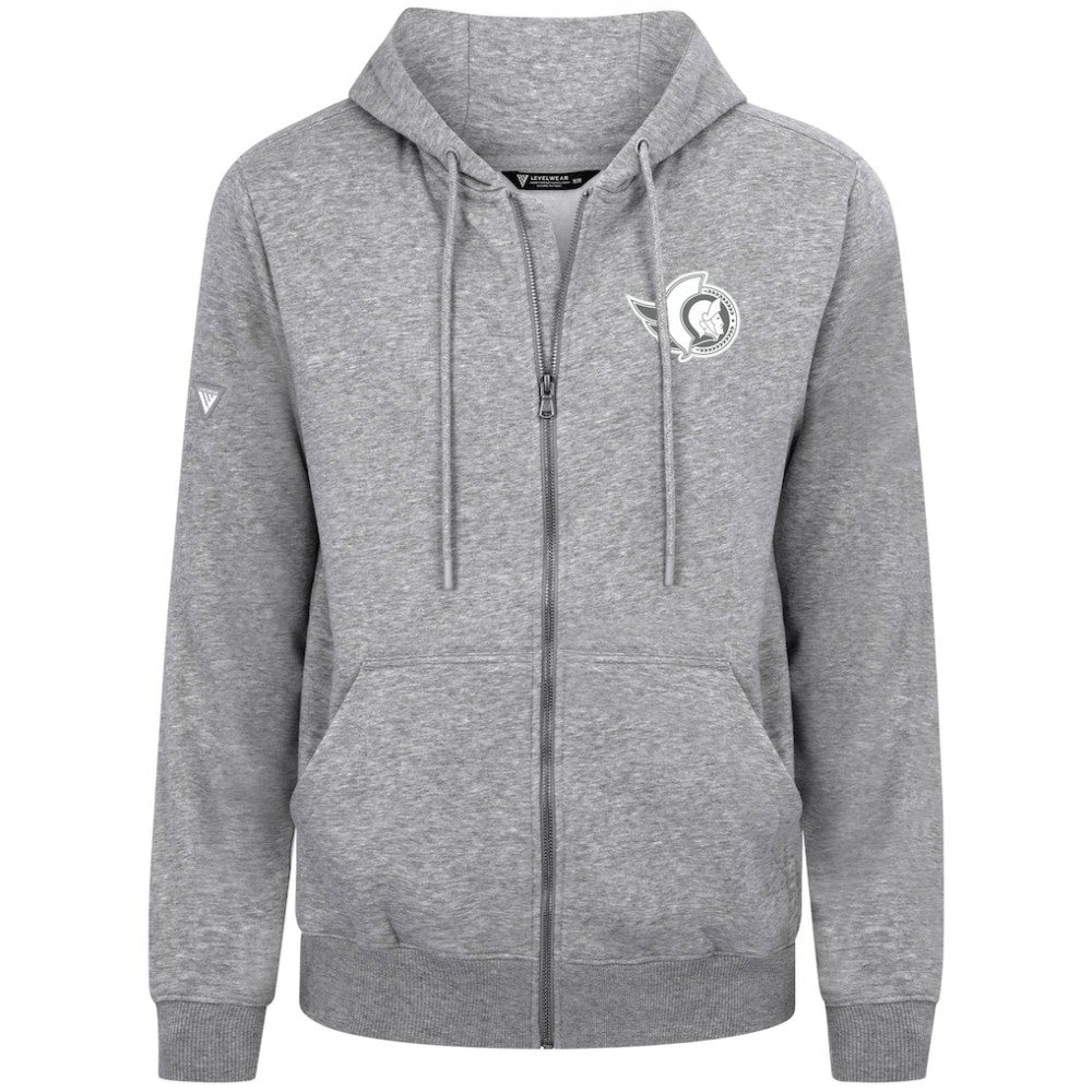 Ottawa Senators Levelwear Podium Chenille Logo Full-Zip Hoodie - Gray - NHL 203561166