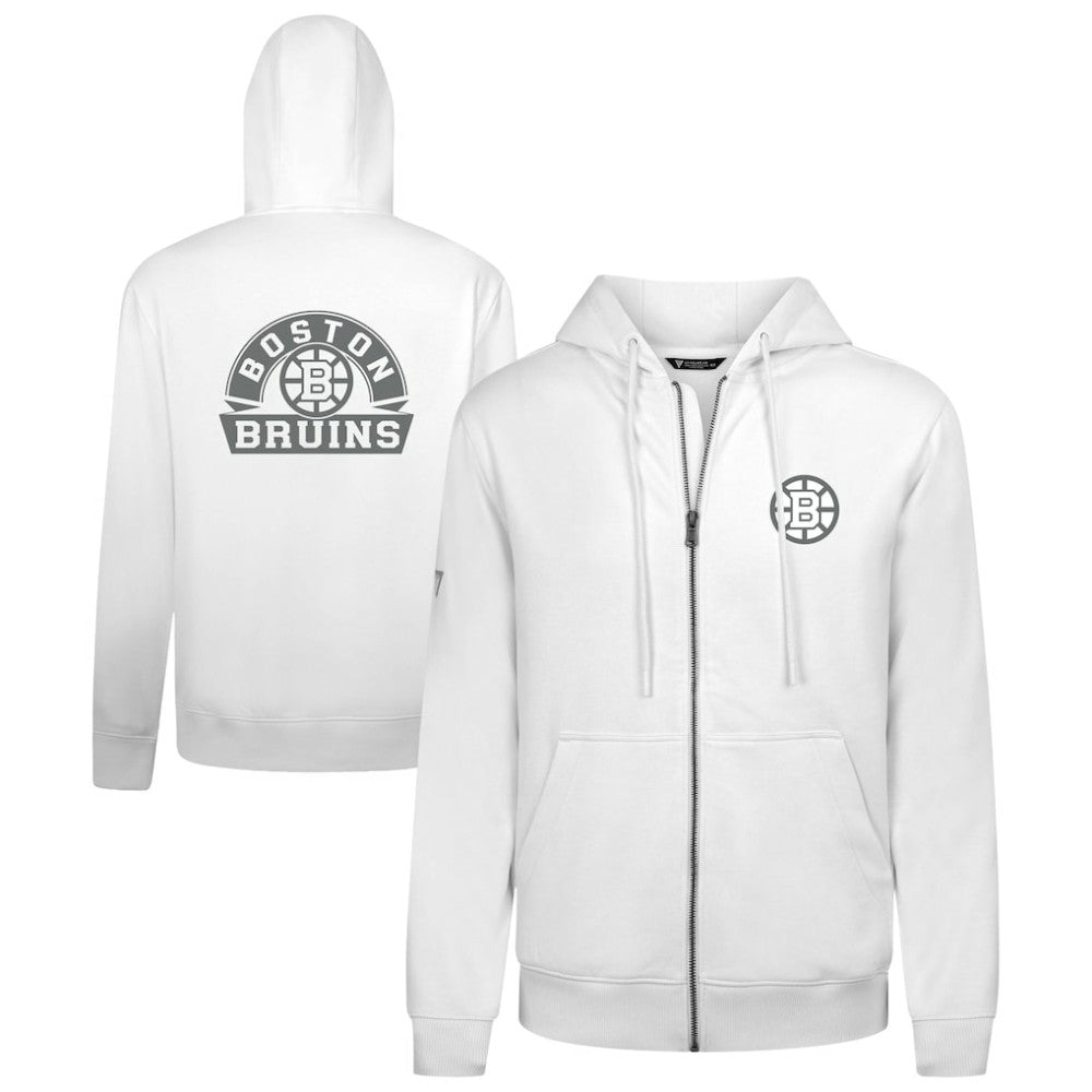 Boston Bruins Levelwear Podium Chenille Logo Full-Zip Hoodie - White - NHL 203561171