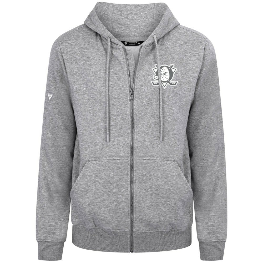 Anaheim Ducks Levelwear Podium Chenille Logo Full-Zip Hoodie - Gray - NHL 203561173