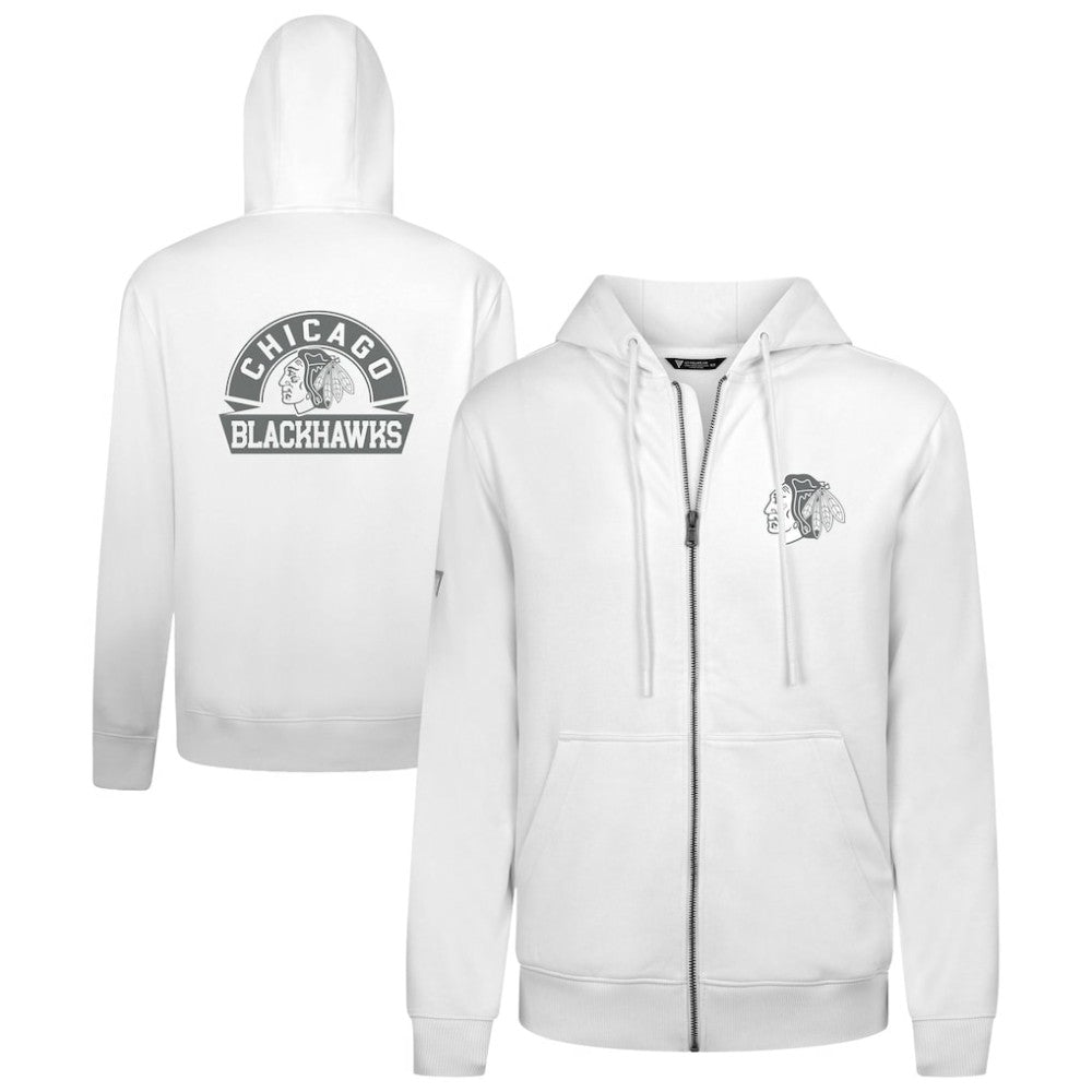 Chicago Blackhawks Levelwear Podium Banner Arch Full-Zip Hoodie - White - NHL 203561179