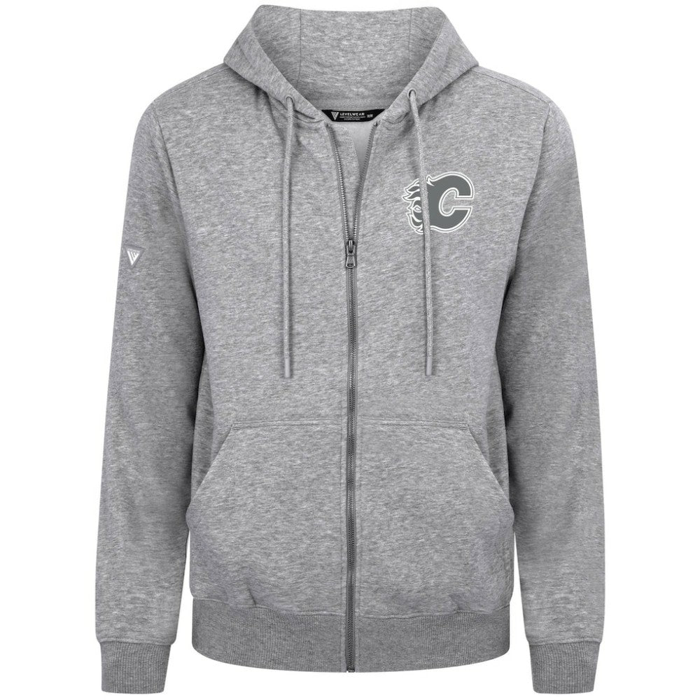 Calgary Flames Levelwear Podium Banner Arch Full-Zip Hoodie - Gray - NHL 203561192